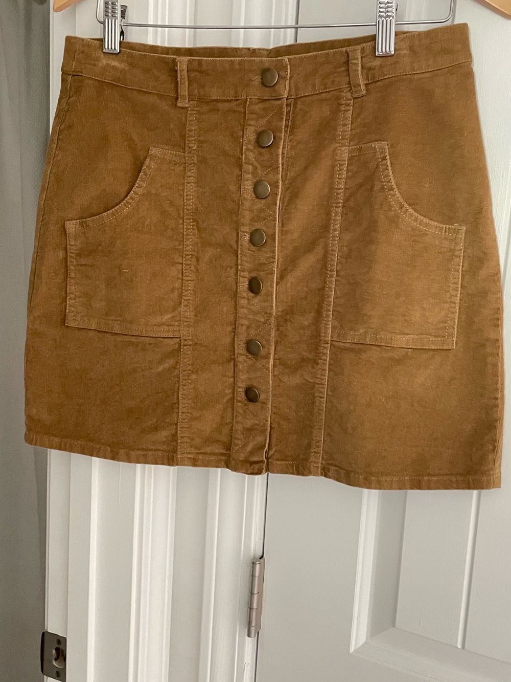 Alter’d State Button-Front Corduroy Mini Skirt - Brown